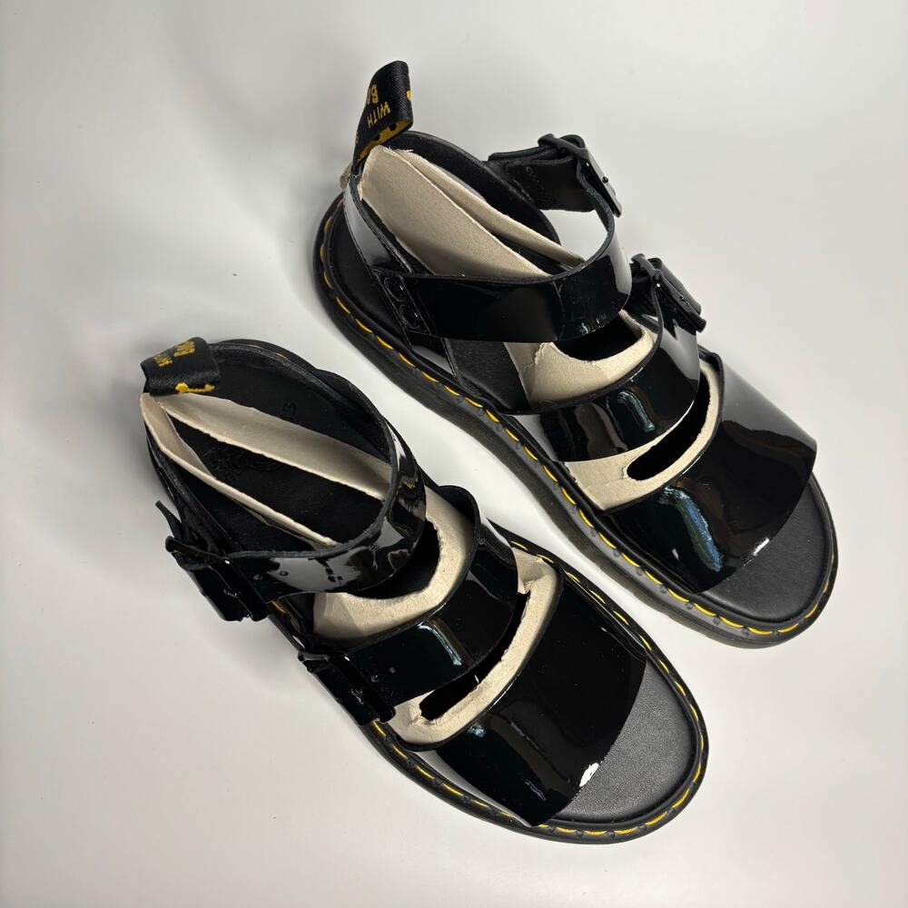 Dr. Martens Gryphon Patent Leather Gladiator Sandals in Black Patent Lamper - Picture 7 of 10